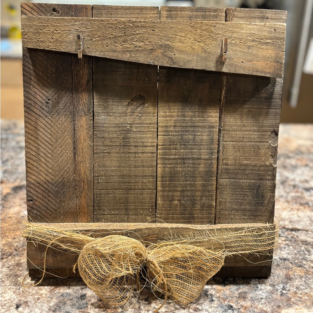 Rustic Wooden Photo Frame with Burlap Bow